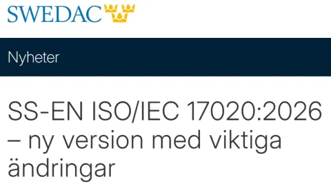Swedac Announces Transition to Third Edition of ISO/IEC 17020