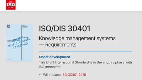 DIS Ballot for ISO 30401 Knowledge Management Revision Closes September 17