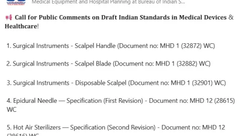 BIS Seeks Public Feedback on Draft Standards for Medical Devices and Healthcare