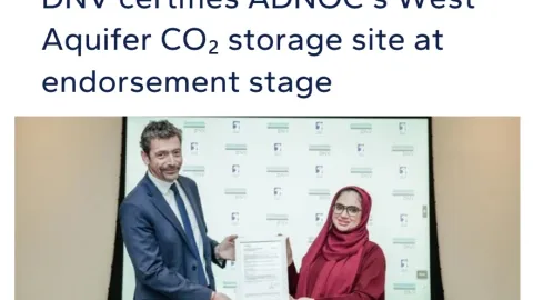 ADNOC West Aquifer Storage Site Certified At Endorsement Stage