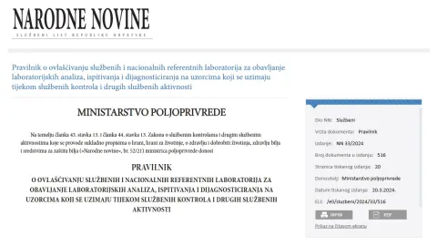 Croatia Adopts New Rules for Authorizing Two Types of Food and Feed Control Laboratories