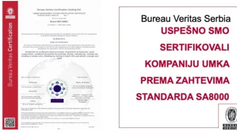 Umka Board Mill Recognized for Ethical Labor Practices by Bureau Veritas Serbia