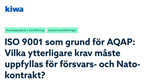 ISO 9001 As a Solid Base for Meeting AQAP Requirements