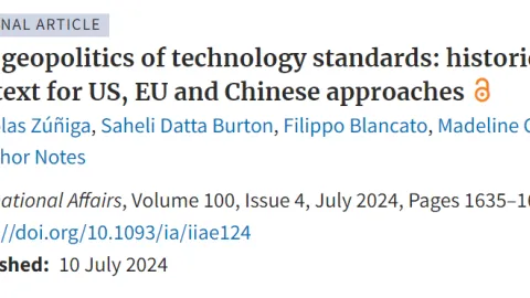 The geopolitics of technology standards: historical context for US, EU and Chinese approaches