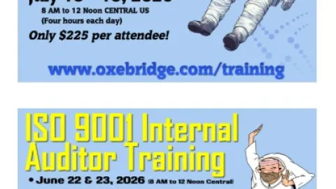 Upcoming ISO 9001 & AS9100 Internal Auditor Training Courses - Oxebridge