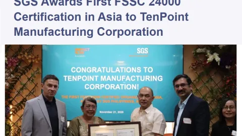 TenPoint Manufacturing Corporation First in Asia To Earn FSSC 24000 Certification
