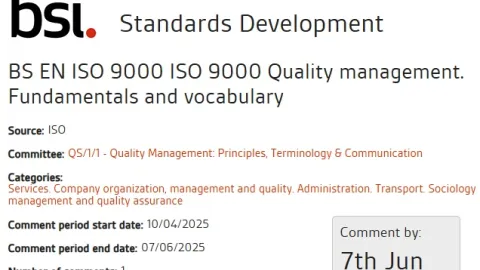 Public Consultation Opens for Draft Revision of ISO 9000 Standard
