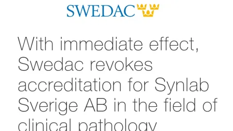 Swedac Revokes Synlab's Accreditation in Clinical Pathology