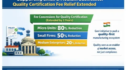 Indian Government Extends Quality Certification Fee Concessions For Small Firms By Three Years