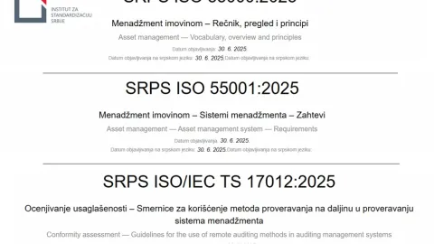 Serbia Releases Three New Standards for Conformity Assessment and Asset Management