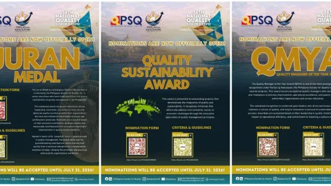 Philippine Society for Quality Opens Nominations for Three Awards
