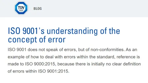 Concept of "Error" in ISO 9001, Explained