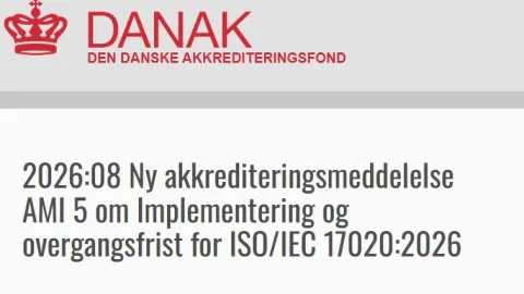 March 2029 Deadline Set for ISO/IEC 17020:2026 Transition in Denmark