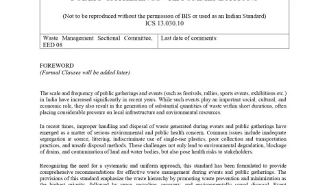 India Seeks Public Comments on Draft Standard for Waste Management at Events