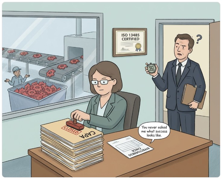 Closing CAPAs Without Effectiveness Checks Fails to Prove Issues Are Fixed