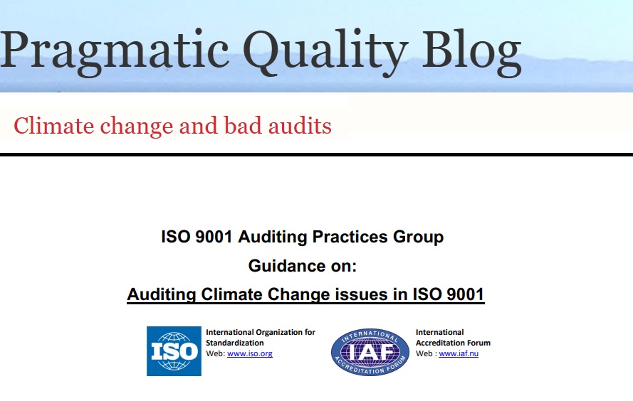 Bad Audits, Not Climate Rules, to Blame for ISO 9001 Confusion